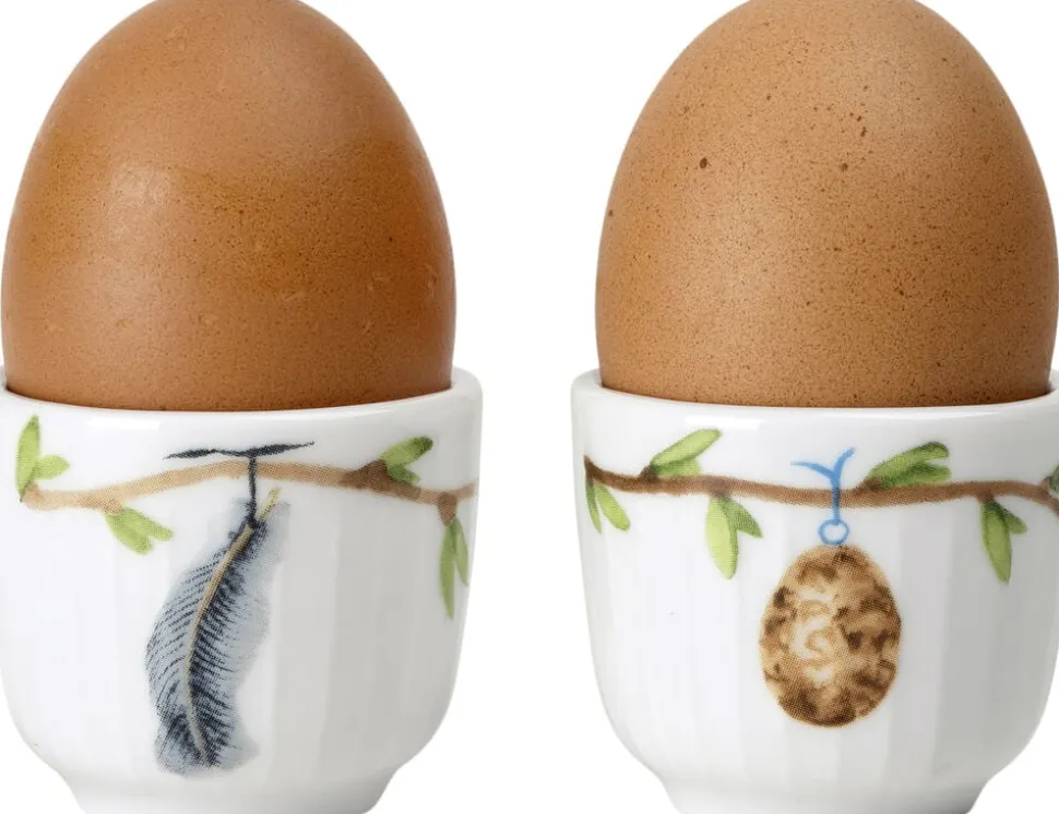 Hammershøi Spring Æggebæger Ø5 cm hvid m. deko 2 stk.