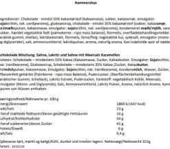 Hammershus, Chokolade blanding