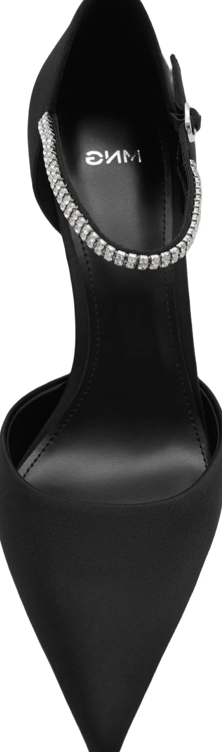 High heel shoe with rhinestone stra