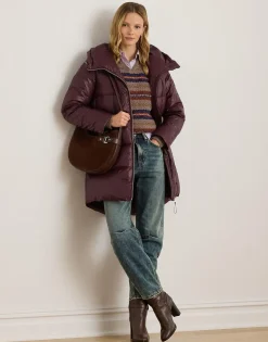 Hooded Channel-Quilted Down Coat