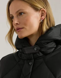 Hooded Diamond-Quilted Down Coat