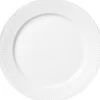 Hvid Riflet 22 cm. tallerken