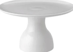 Hvid Riflet Fad på fod 20 cm