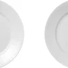 Hvid Riflet 2-pak tallerkner 22 cm