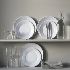 Hvid Riflet 2-pak tallerkner 22 cm