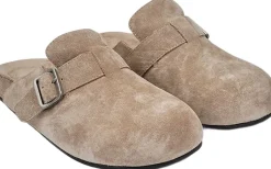 KAMAKURA - SILK COW SUEDE MULES WITH BUCKLE