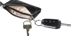 Key pouch with zipper and two compartments RFID