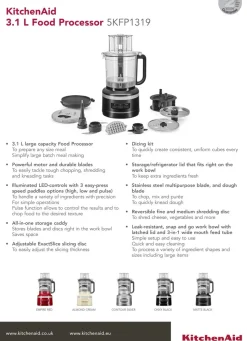 KITCHENAID FOODPROCESSOR 3,1 L, MATTE BLACK 5KFP1319EBM