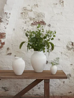 Knabstrup, vase, riller hvid, 27 cm