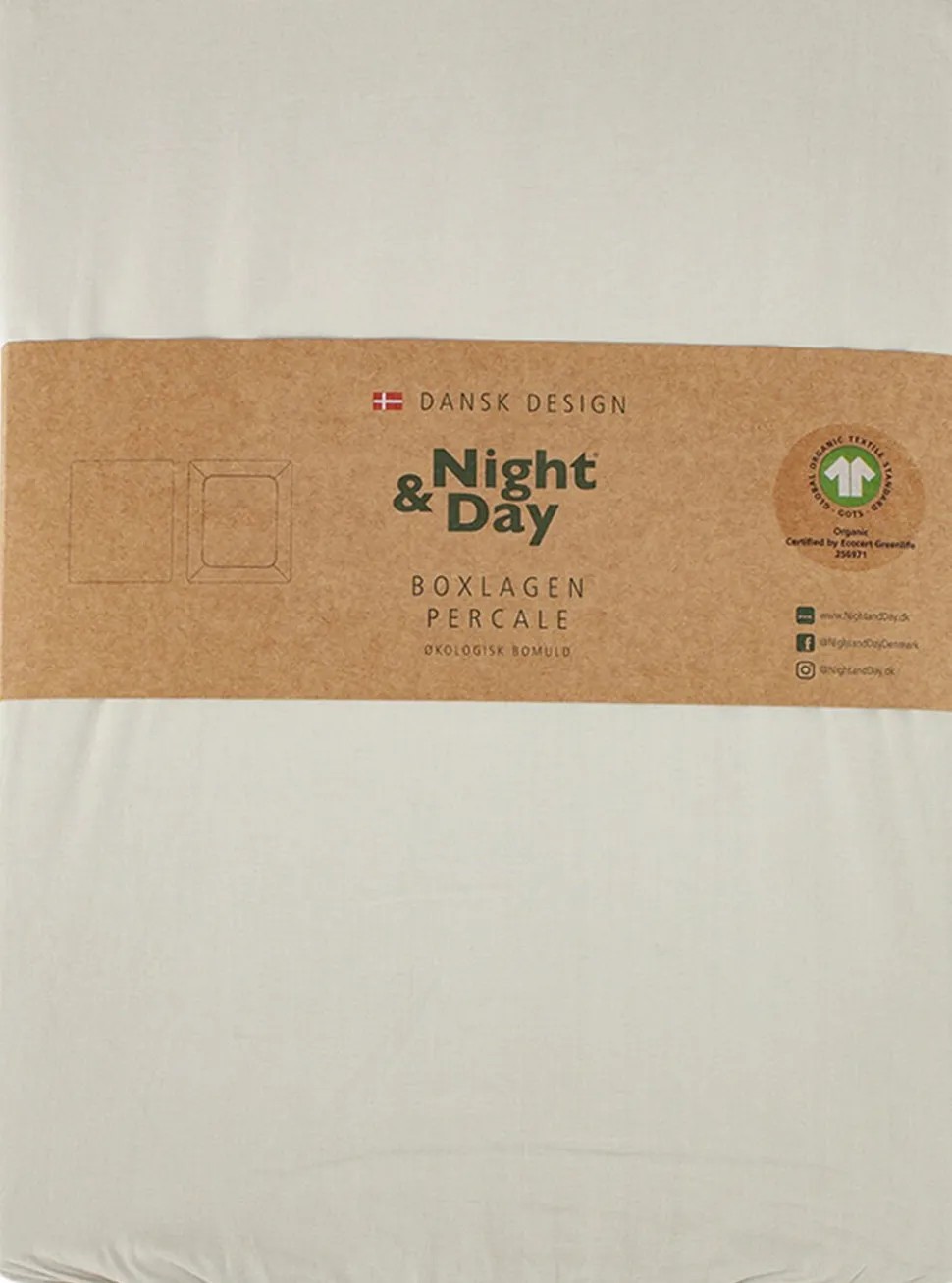 Økologisk boxlagen, percale - GOTS, sand