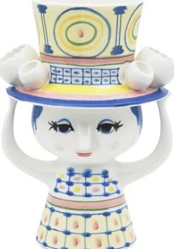 Lady with hat Vase H20. 5 cm blå