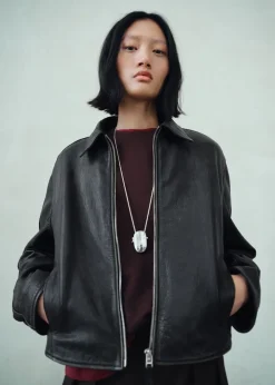 Lapels leather jacket