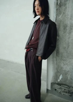 Lapels leather jacket