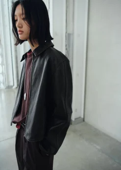 Lapels leather jacket