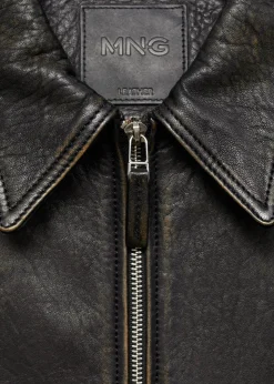 Lapels leather jacket