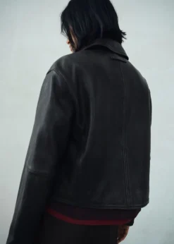 Lapels leather jacket