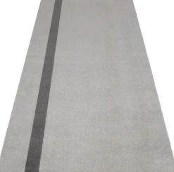 Løber, 130x90 cm, stripe vertical lysegrå/steelgrey