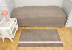 Løber, 67x120 cm, stripe vertical sand/dusty rosa