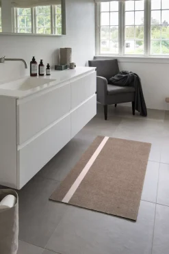 Løber, 67x120 cm, stripe vertical sand/dusty rosa