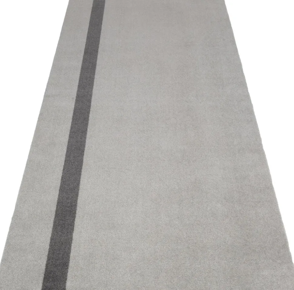 Løber, 90x200 cm, stripe vertical lysegrå/steelgrey