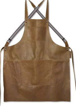 Læderforklæde Suspender Serie Apron Vintage Camel