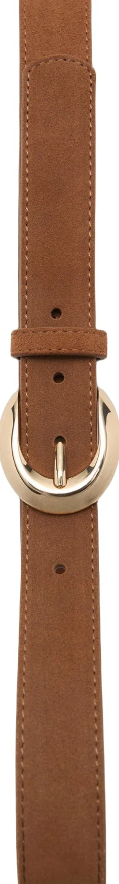 Leather belt with oval buckle