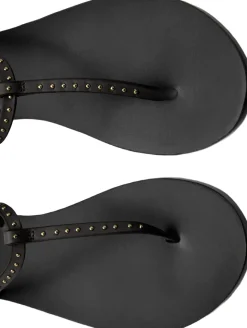 Leather sandals with mini studs