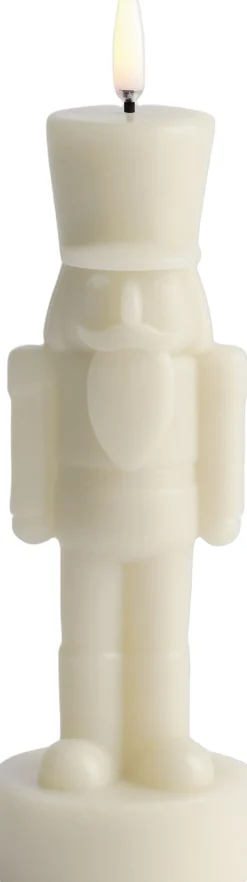 LED candle, Nutcracker, Oyster grey, Smooth, 7x21 cm