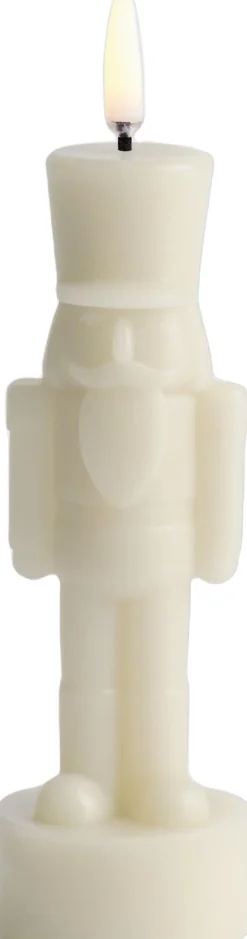 LED candle, Nutcracker, Oyster grey, Smooth, 6x16,5 cm