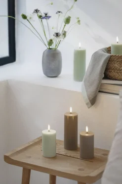 LED pillar candle, Dusty Green, Smooth