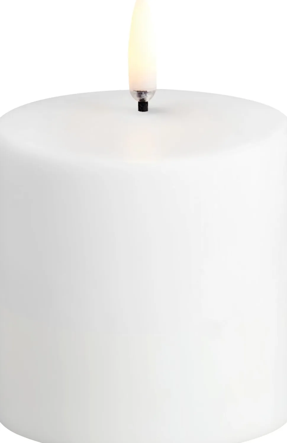 LED rechargeable pillar, White plain, 6,8x6,8 cm