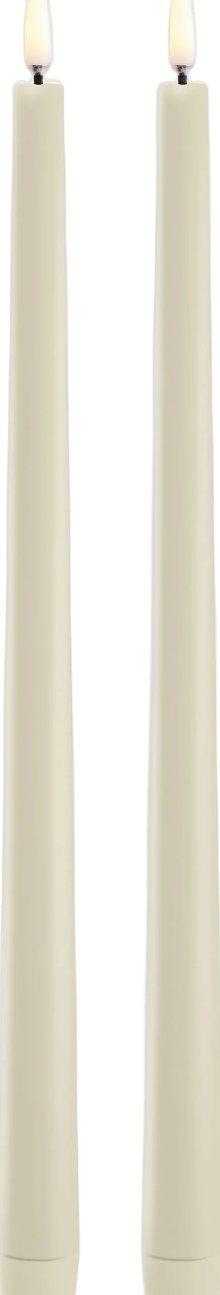 LED slim taper candle, Oyster Grey, Smooth, 2-pack, 2,3x32 c