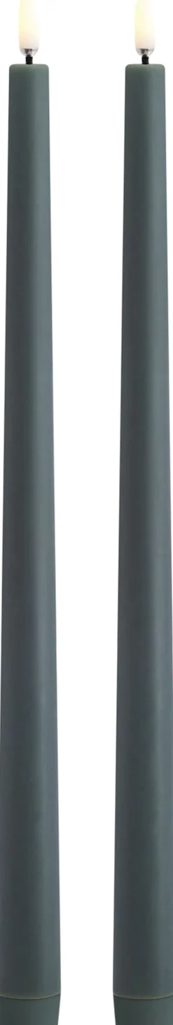 LED taper candle, Pine green, Smooth, 2,3x32 cm / 2-pack