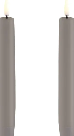 LED taper candle, Sandstone, Smooth, 2-pack, 2,3x15,5 cm