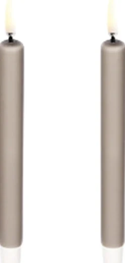 LED taper candle, Sandstone, Smooth, 1,3x13,8 cm / 2-pack