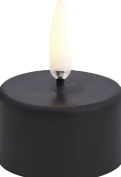 LED tealight premium 400~, Plain black wax, Smooth, 4x21 cm
