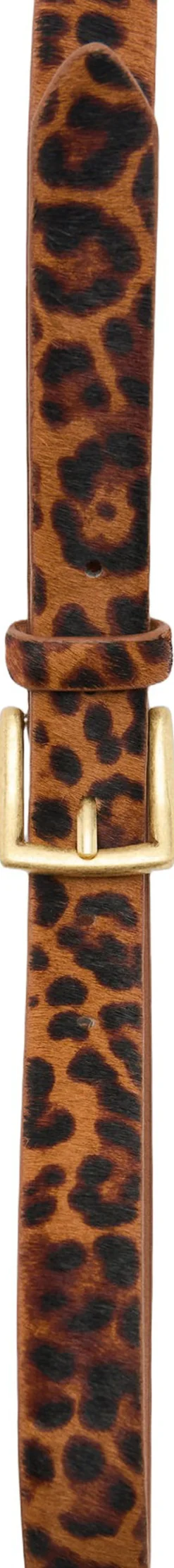 Leopard fur leather belt