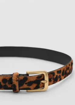 Leopard leather belt