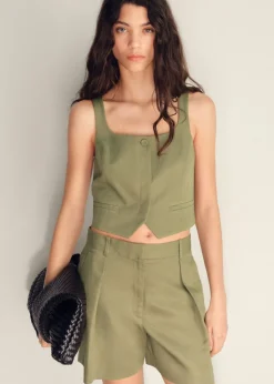 Linen-blend suit bermuda shorts