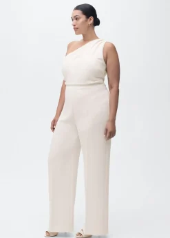 Long asymmetrical draped jumpsuit