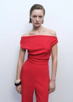 Long asymmetrical draped jumpsuit