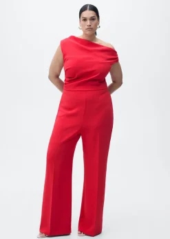 Long asymmetrical draped jumpsuit