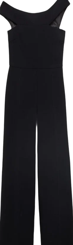 Long jumpsuit with asymmetrical nec