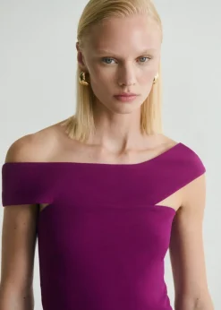 Long jumpsuit with asymmetrical nec