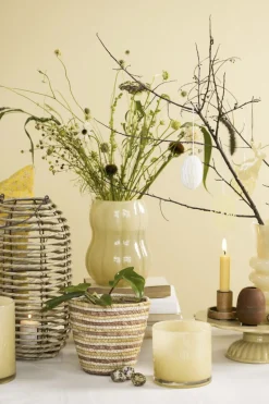 Lygte søgræs og metal m/glasindsats