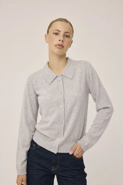 Mabel 15 Langærmede polo strikcardigan - 100% Cashmere