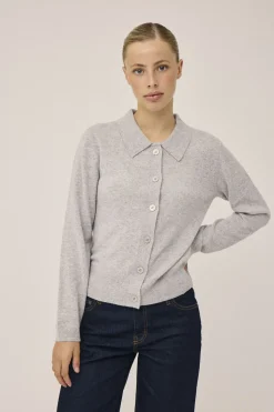 Mabel 15 Langærmede polo strikcardigan - 100% Cashmere