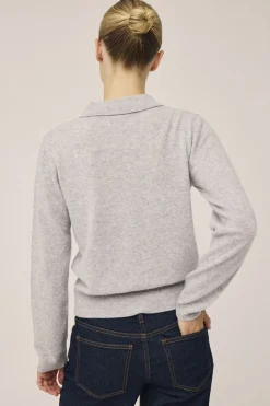 Mabel 15 Langærmede polo strikcardigan - 100% Cashmere