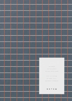 Medium notesbog, blå med tern