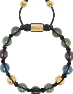 Men's Beaded Bracelet with Multicolored Ceramic & Gold Balls